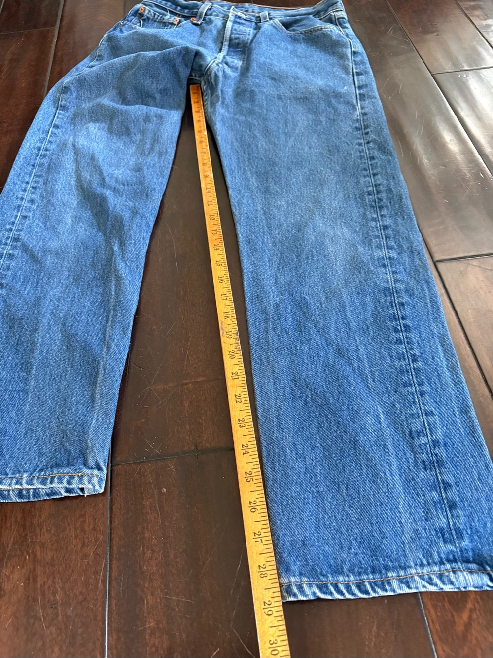 Vintage 90’s Levi's 501 Button-Fly Med/Dark Wash Blue Jeans - Made in USA - Picture 8 of 10